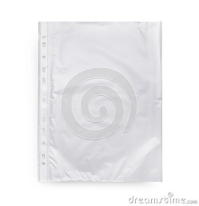 Empty punched pocket on grey background, top view Stock Photo