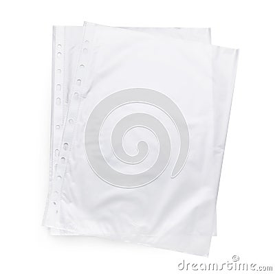 Empty punched pockets on grey background, top view Stock Photo