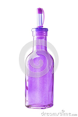 Empty purple glass bottle Stock Photo