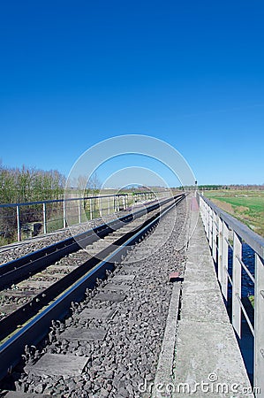 Empty railroad track Stock Photo