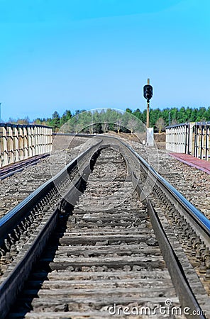 Empty railroad track Stock Photo