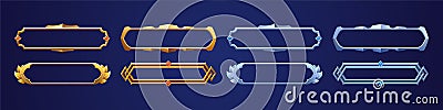 Empty rectangle frames in medieval style for game Vector Illustration