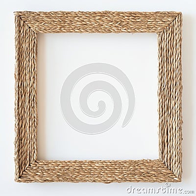 Empty rectangular wicker frame isolated on white background for art display Stock Photo