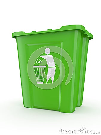 Empty recycle bin with sign recycling Stock Photo