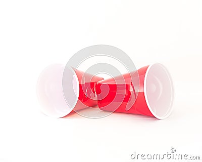 Empty red picnic cup recycle mug on white Stock Photo