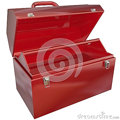 Empty Red Toolbox for Your Copy or Message Blank Copyspace Stock Photo