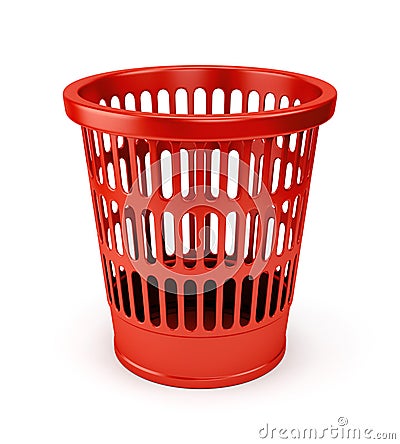 Empty red wastebasket icon Stock Photo