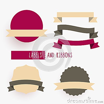 Empty ribbons and labels design elements set Vector Illustration