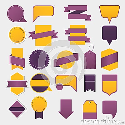 Empty ribbons, tags and labels. Advertising templates with place for your text Vector Illustration