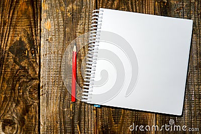 Empty ring binder paper notebook and pencil Stock Photo