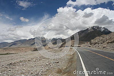 Empty road Karakorum Stock Photo