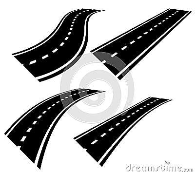 Empty road, roadway with perspective and divider lines Vector Illustration