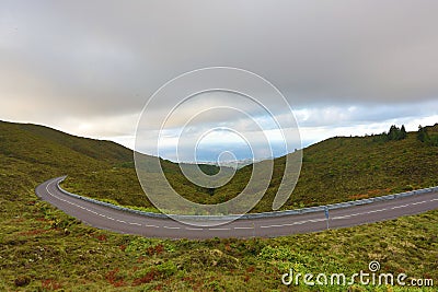 Empty roads in the countryside - Azores - Portugal Stock Photo