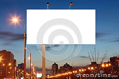 Empty roadside billboards at evening in city Stock Photo