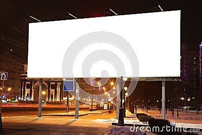 Empty roadside billboards at evening in city Stock Photo