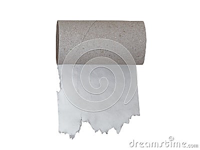 Empty roll toilet paper last sheet isolated on white Stock Photo