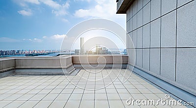 Empty rooftop and wall in city Stock Photo