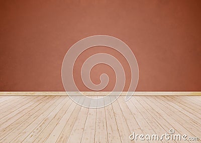 Empty Room background and Red cement wall with Wooden Stock Photo