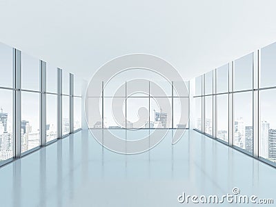 Empty room with big panoramic window Stock Photo