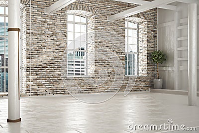 Empty room of business,or residence with brick interior Stock Photo