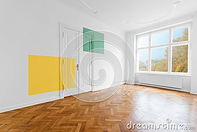 Empty room with colored painted wall - Home decoration and renovation concept Stock Photo