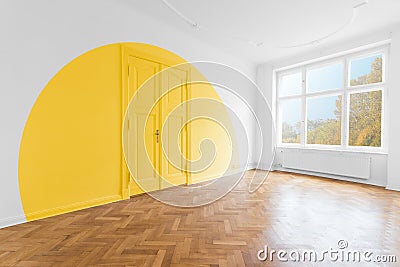 Empty room with colored painted wall - Home decoration and renovation concept Stock Photo