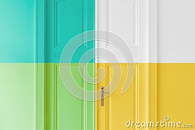 Room with colored painted wall and door - Home decoration and renovation concept Stock Photo