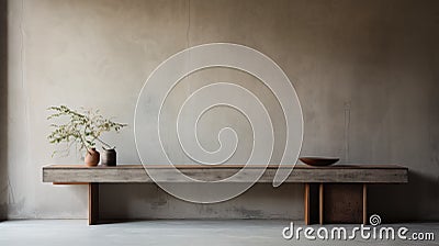 Editorial Style Console Table In Simple Brutalist Environment Stock Photo