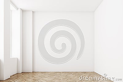 Empty room, front view, wooden floor Stock Photo