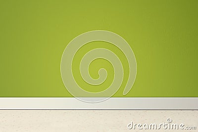 Empty room with green wall and linoleum Stock Photo