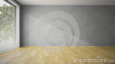 Empty room with grey walls and parquet Stock Photo