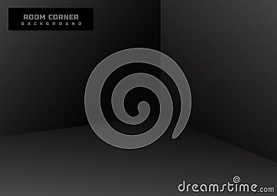 Empty room Interior corner view template black background. Mock up template for display design space for you text Vector Illustration