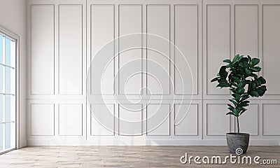 Empty room interior with white rectangular pattern walls Stock Photo