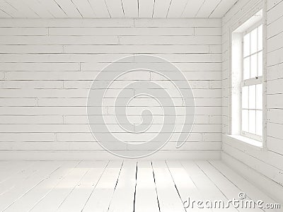 Empty room in marine style 3d illistration Stock Photo