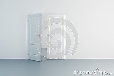 Empty room with opened door Stock Photo