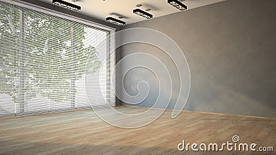 Empty room with parquet floor Stock Photo