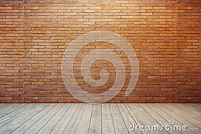 Empty room with red brick wall Stock Photo