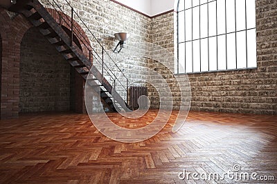 Empty room with rustic finishes Stock Photo