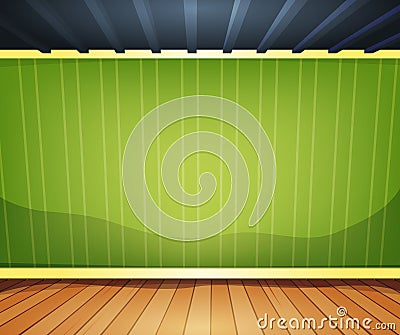 Empty Room With Striped Wallpaper Vector Illustration