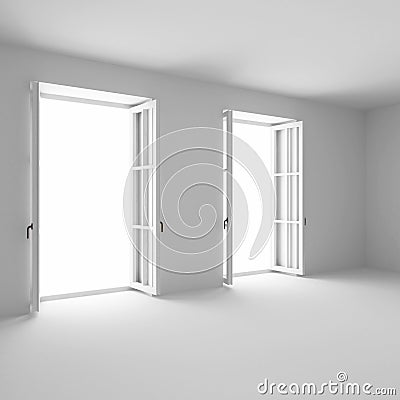 Two french windows open Stock Photo