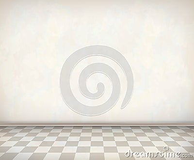 Empty Room White Wall Tile Floor Vector Illustration