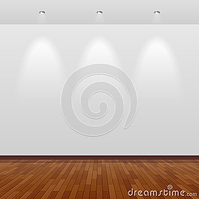 Empty room with white wall and wooden floor Vector Illustration