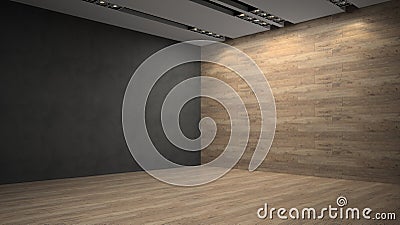 Empty room whith wooden wall Stock Photo
