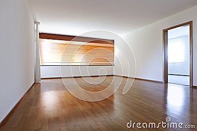 Empty room with wooden floor Stock Photo