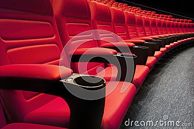 Empty rows of red theater Stock Photo