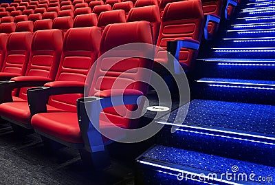 Empty rows of red theater Stock Photo