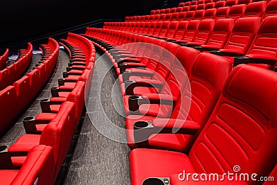 Empty rows of red theater Stock Photo