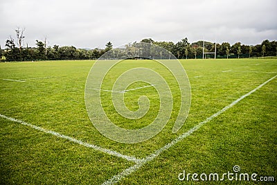 Empty rugby pitch Stock Photo