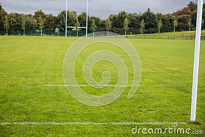 Empty rugby pitch Stock Photo