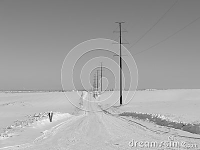 Empty Rural Winter Road Stock Photo